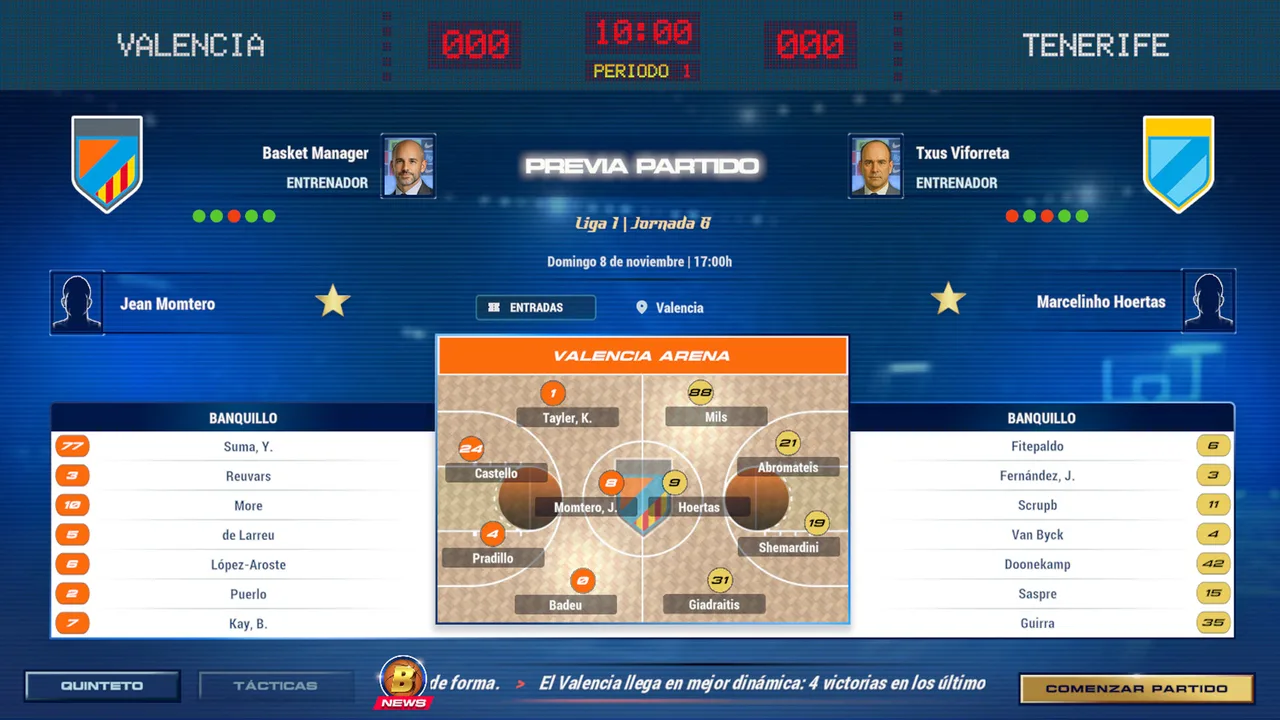 Basket Manager — previa de partido